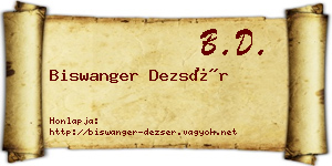 Biswanger Dezsér névjegykártya